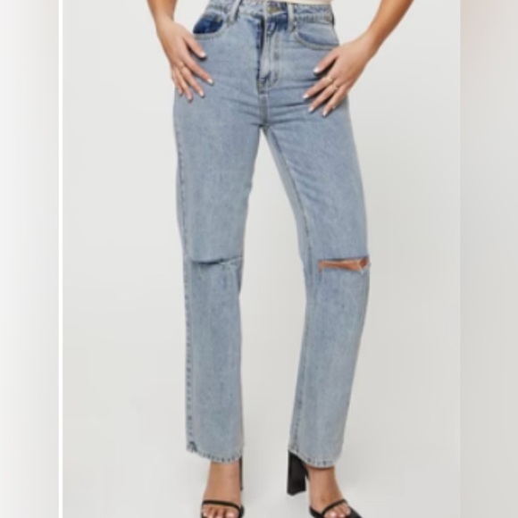 Princess Polly Holland High Rise Straight Leg Jeans Denim - Picture 2 of 10